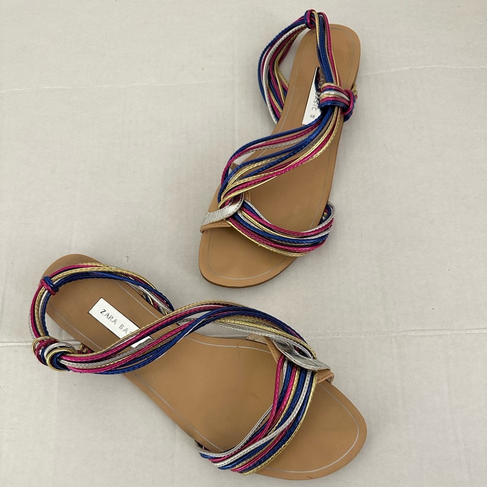 Zara Basic Collection Multicolored Sandals Size 4… - image 4